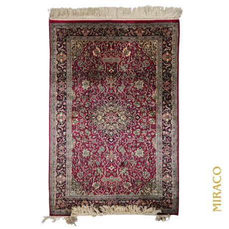 Kashan – Pure Silk on Silk Hand-Knotted Kashmiri Carpet